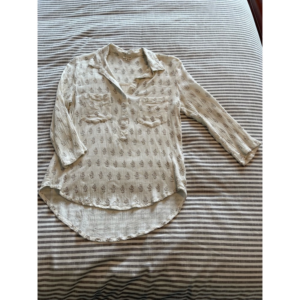 Flowy Cream With Gold Floral Design Blouse